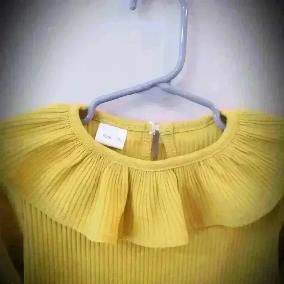 COTTON,RUFFLE COLLAR RIB BODYSUIT - Picture 3 of 7